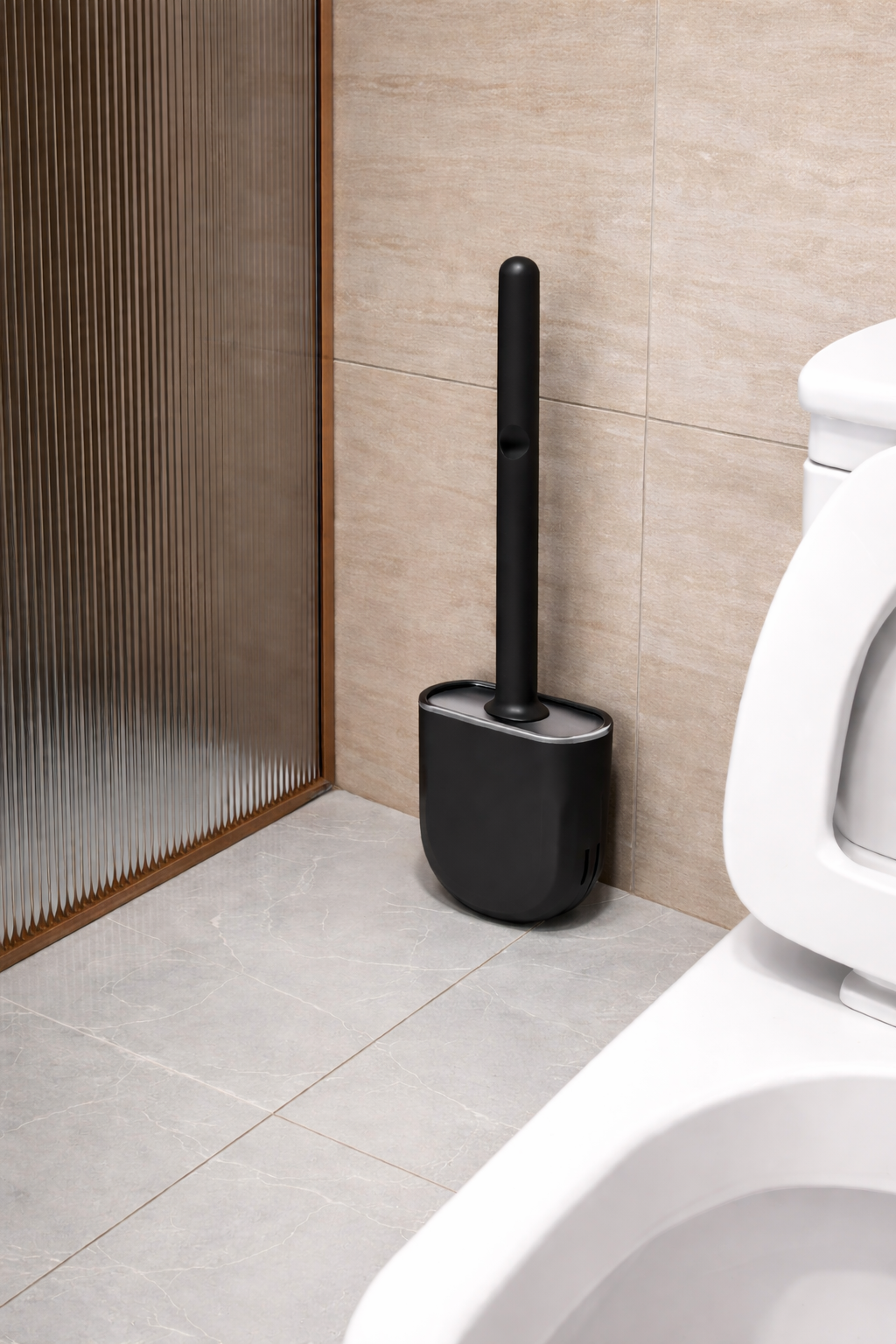 Wall Hanging Silicone Toilet Brush with Holder (No-Drip, Quick-Dry Design)