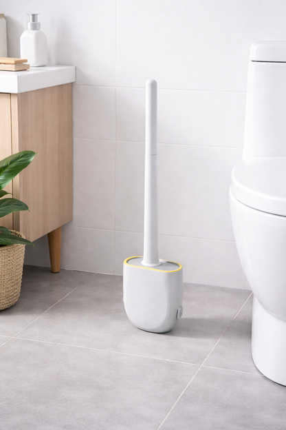 Wall Hanging Silicone Toilet Brush with Holder (No-Drip, Quick-Dry Design)