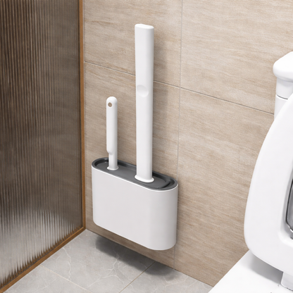 Wall Hanging Silicone Toilet Brush with Holder (No-Drip, Quick-Dry Design)