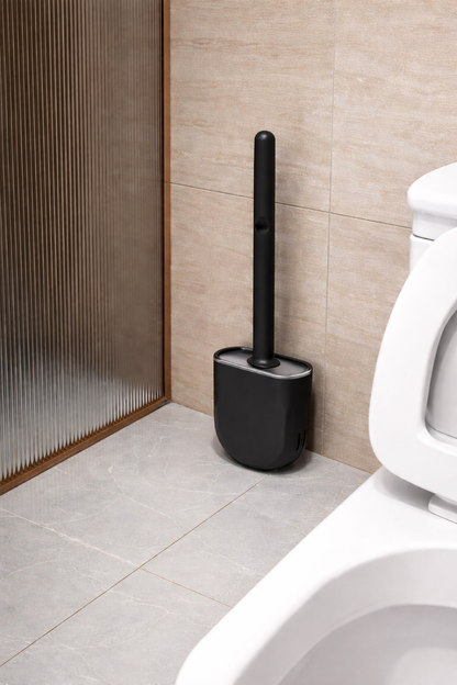 Wall Hanging Silicone Toilet Brush with Holder (No-Drip, Quick-Dry Design)