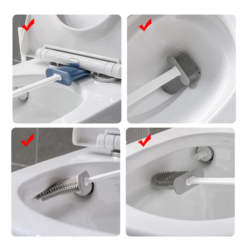 Wall Hanging Silicone Toilet Brush with Holder (No-Drip, Quick-Dry Design)
