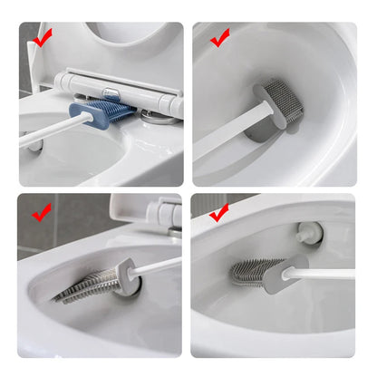 Wall Hanging Silicone Toilet Brush with Holder (No-Drip, Quick-Dry Design)