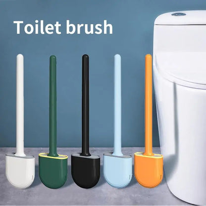 Wall Hanging Silicone Toilet Brush with Holder (No-Drip, Quick-Dry Design)