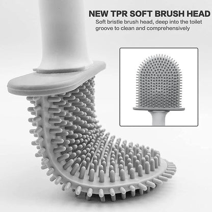 Wall Hanging Silicone Toilet Brush with Holder (No-Drip, Quick-Dry Design)