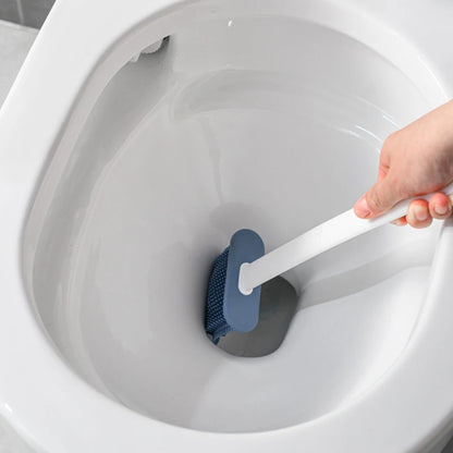 Wall Hanging Silicone Toilet Brush with Holder (No-Drip, Quick-Dry Design)