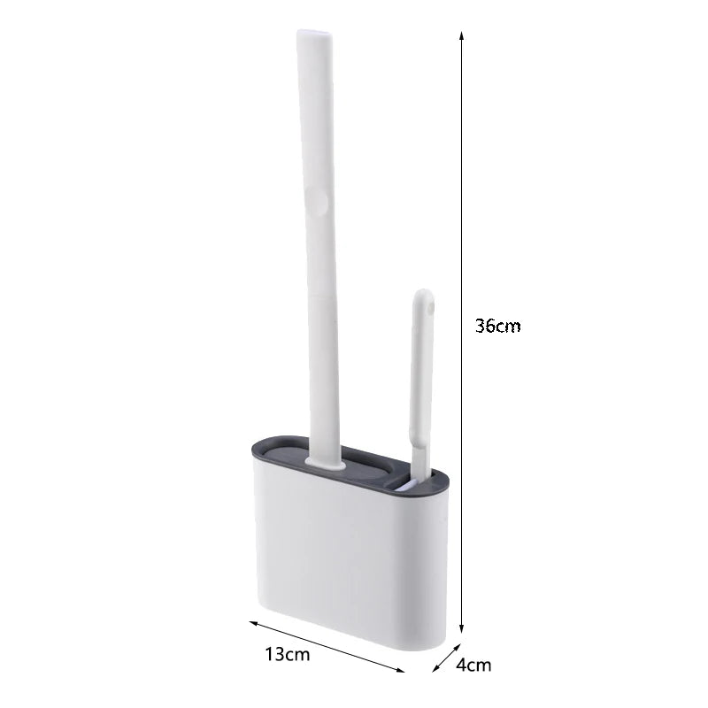 Wall Hanging Silicone Toilet Brush with Holder (No-Drip, Quick-Dry Design)