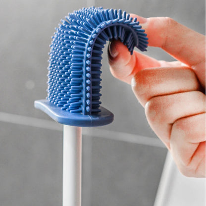Wall Hanging Silicone Toilet Brush with Holder (No-Drip, Quick-Dry Design)