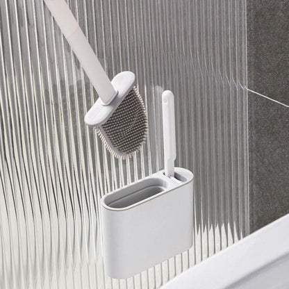 Wall Hanging Silicone Toilet Brush with Holder (No-Drip, Quick-Dry Design)