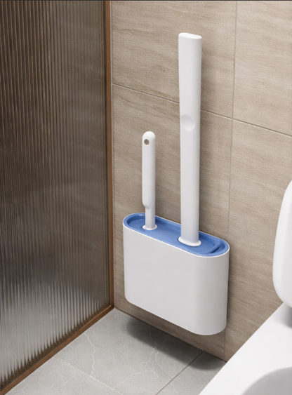 Wall Hanging Silicone Toilet Brush with Holder (No-Drip, Quick-Dry Design)