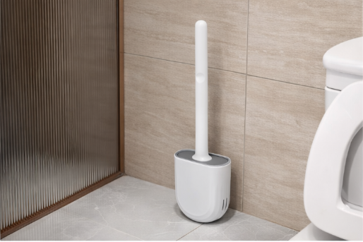 Wall Hanging Silicone Toilet Brush with Holder (No-Drip, Quick-Dry Design)