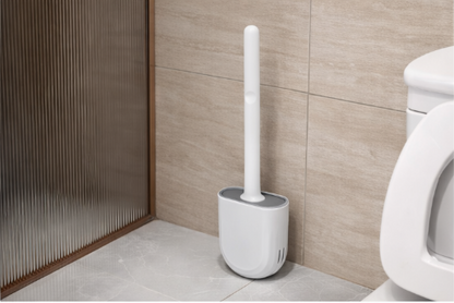 Wall Hanging Silicone Toilet Brush with Holder (No-Drip, Quick-Dry Design)