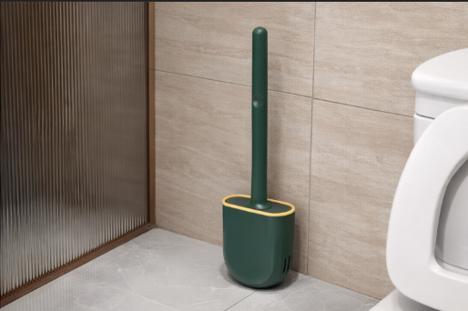 Wall Hanging Silicone Toilet Brush with Holder (No-Drip, Quick-Dry Design)