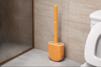 Wall Hanging Silicone Toilet Brush with Holder (No-Drip, Quick-Dry Design)