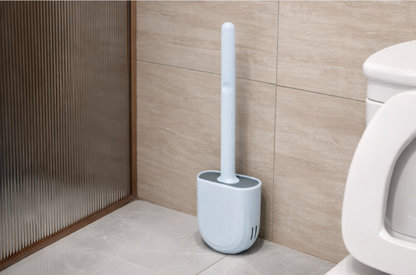 Wall Hanging Silicone Toilet Brush with Holder (No-Drip, Quick-Dry Design)