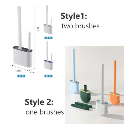 Wall Hanging Silicone Toilet Brush with Holder (No-Drip, Quick-Dry Design)